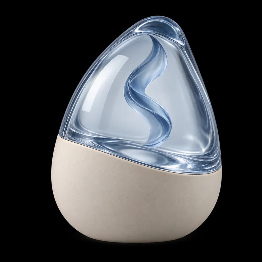 A blue glass Echo memory capsule